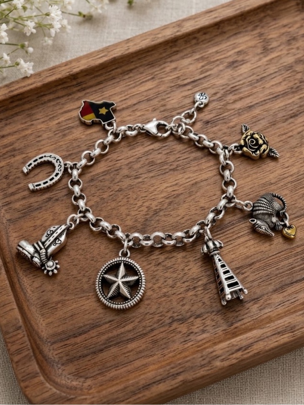 Brighton Texas Charm Bracelet -State, iconic Texas Charms Rare 2674